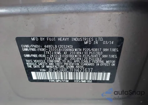 2015 Subaru Forester 2.5I Limited from USA, damaged, VIN JF2SJARC7FH421637